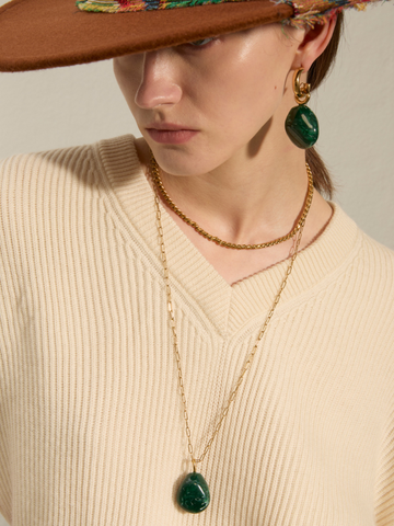 COLLANA ORECCHINO VERDE