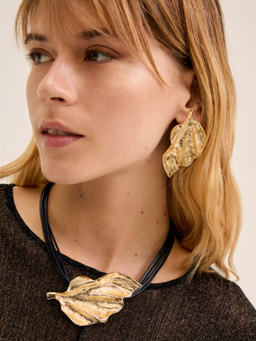 COLLANA E ORECCHINO FOGLIA