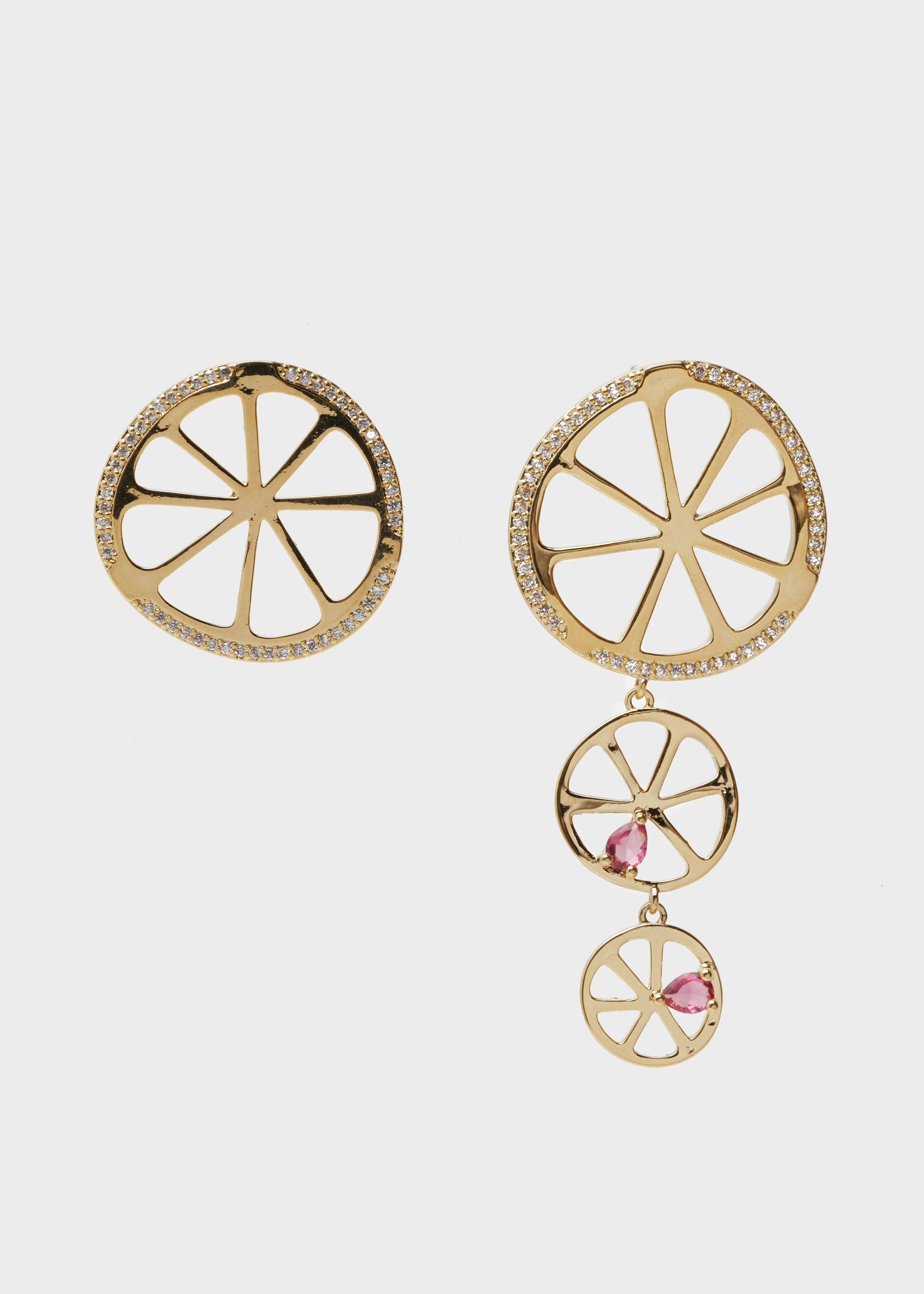 Nalí 14K GOLD PLATED WHEEL EARRINGS W/ ZIRCONS