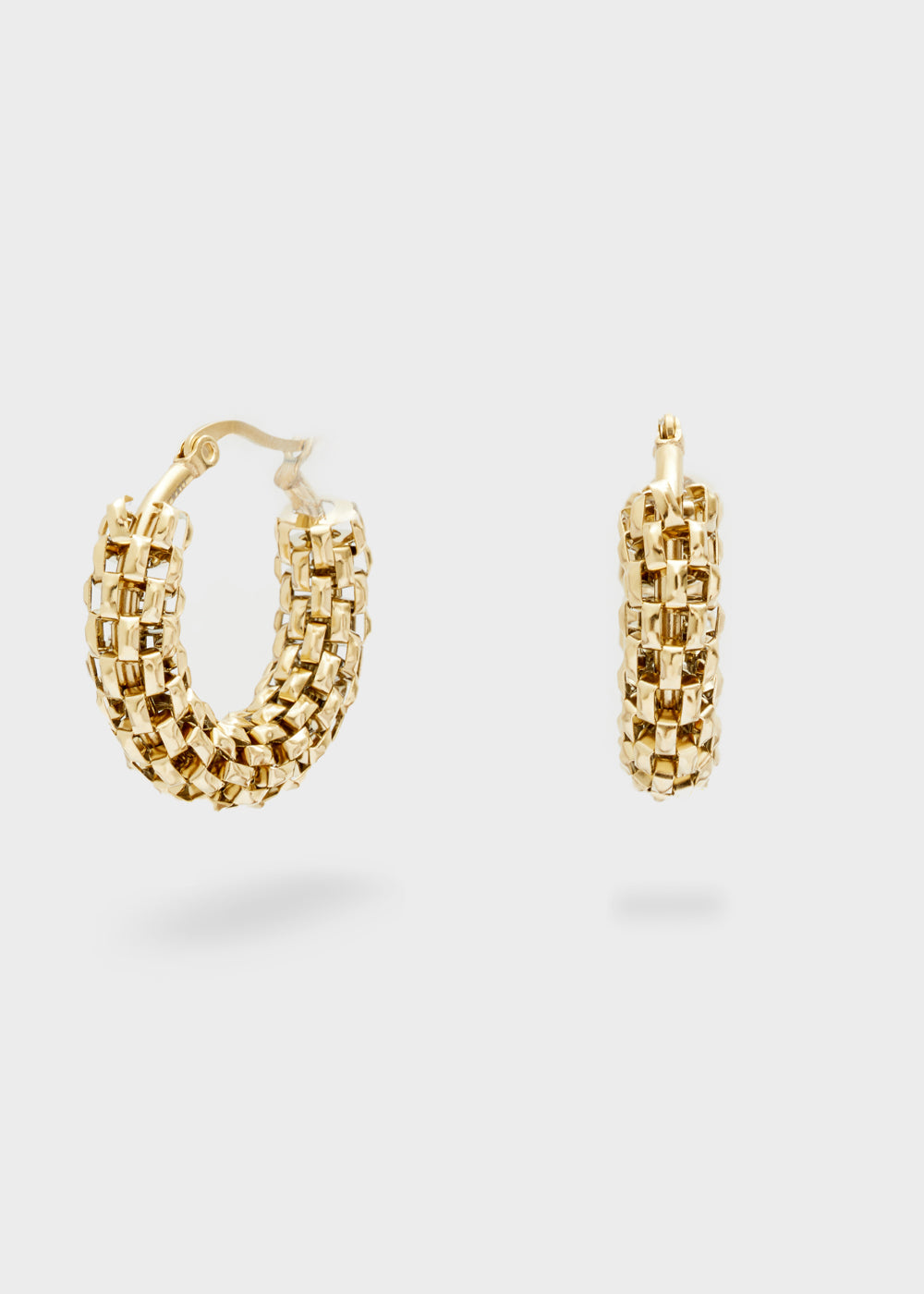 Nalí 14KT GOLD PLA. S.STEEL REFINED HOOP EARRINGS