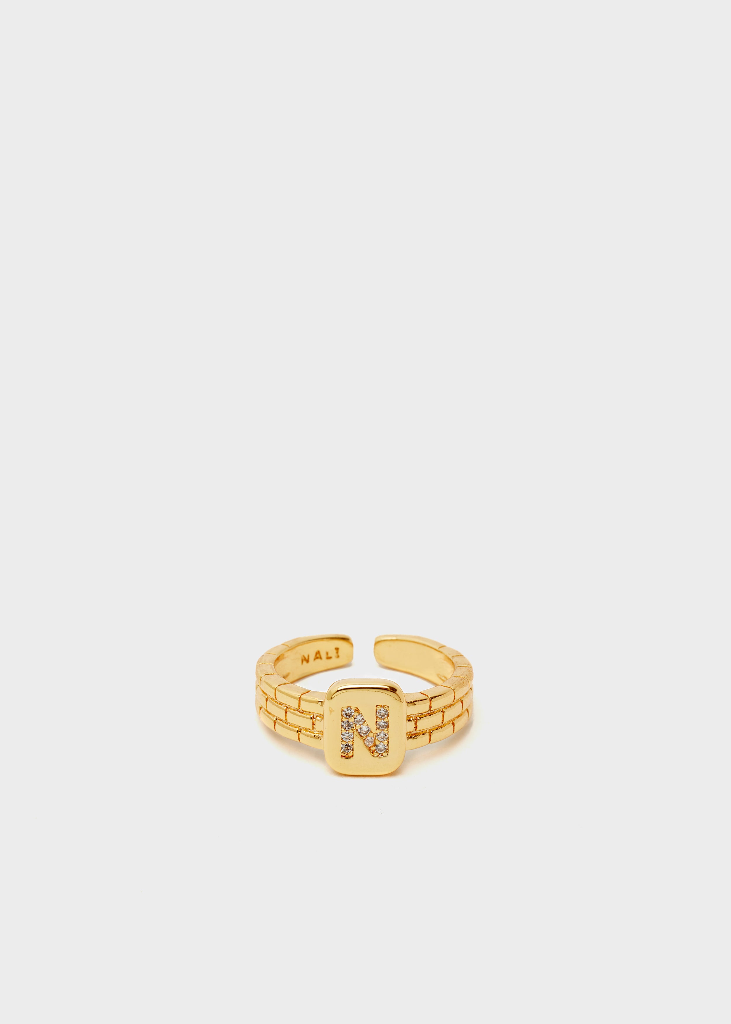 Nalí THIN RING WITH N LETTER IN ZIRCONS