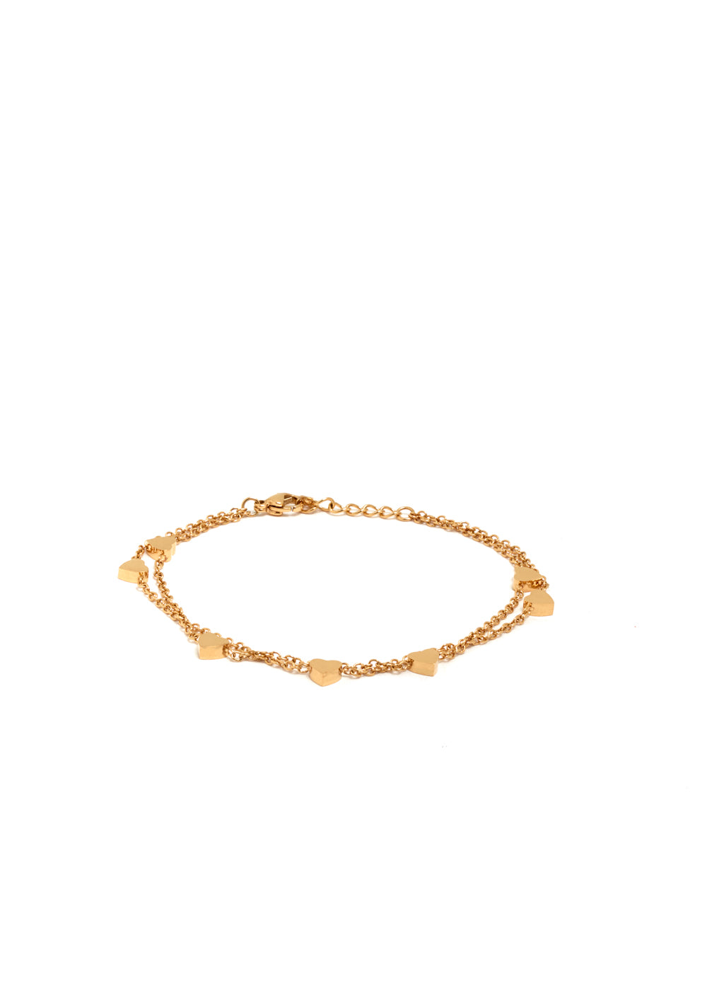 Nalí LEO BRACELET DOUBLE CHAIN HEARTS GOLD COLOR