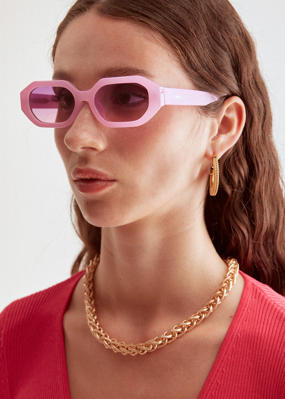 Nalí FLAVIA RECTANGULAR PINK SUNGLASSES