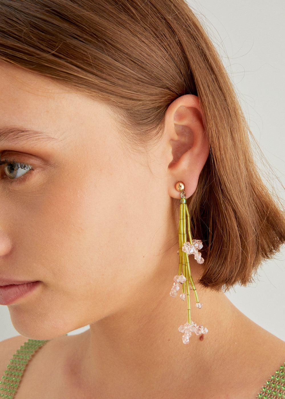 Nalí PENDANT EARRINGS W/ PINK PEARL FLOWERS