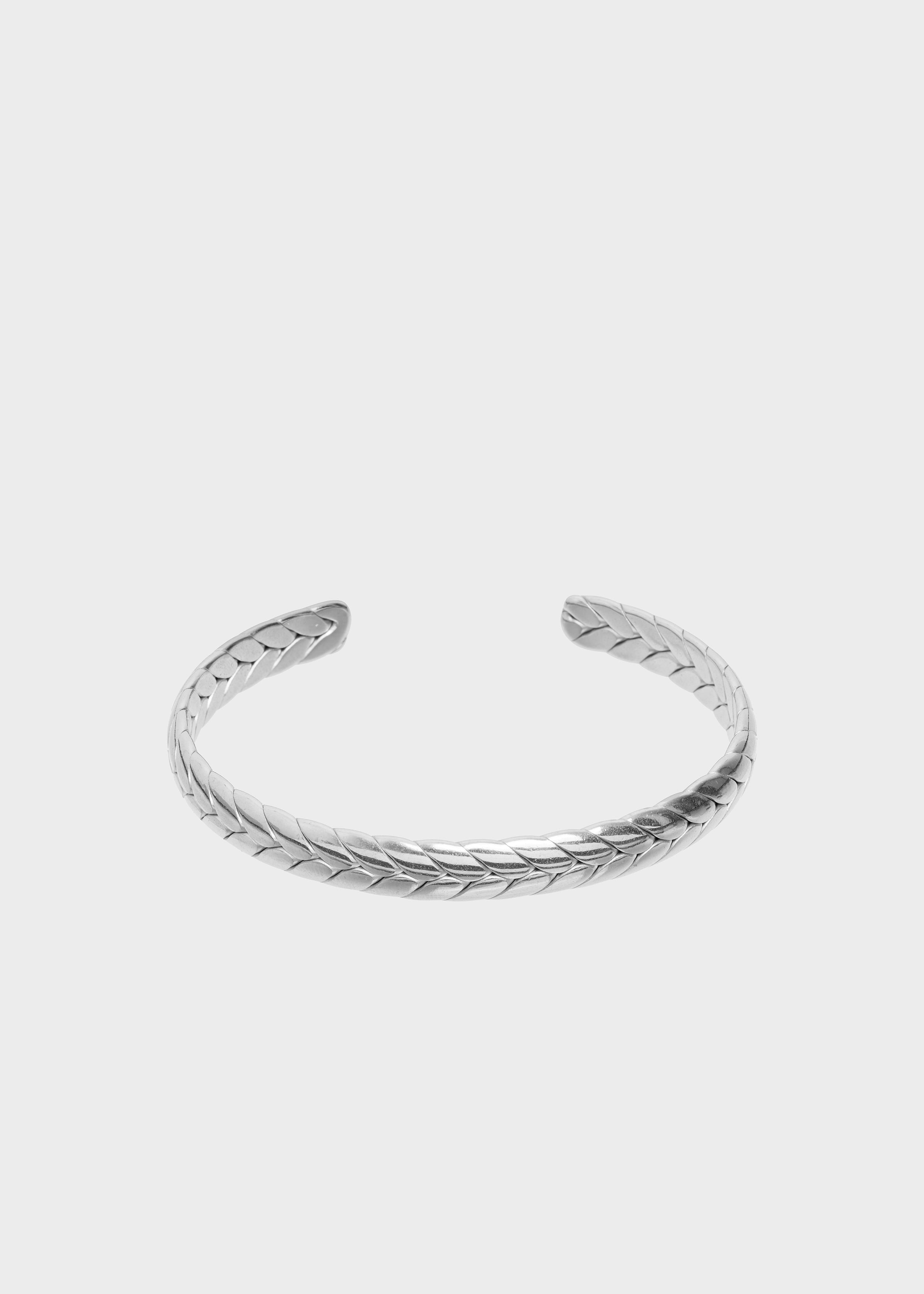 Nalí STAIN. STEEL SID LEAF RIGID BRACELET IN SILVER