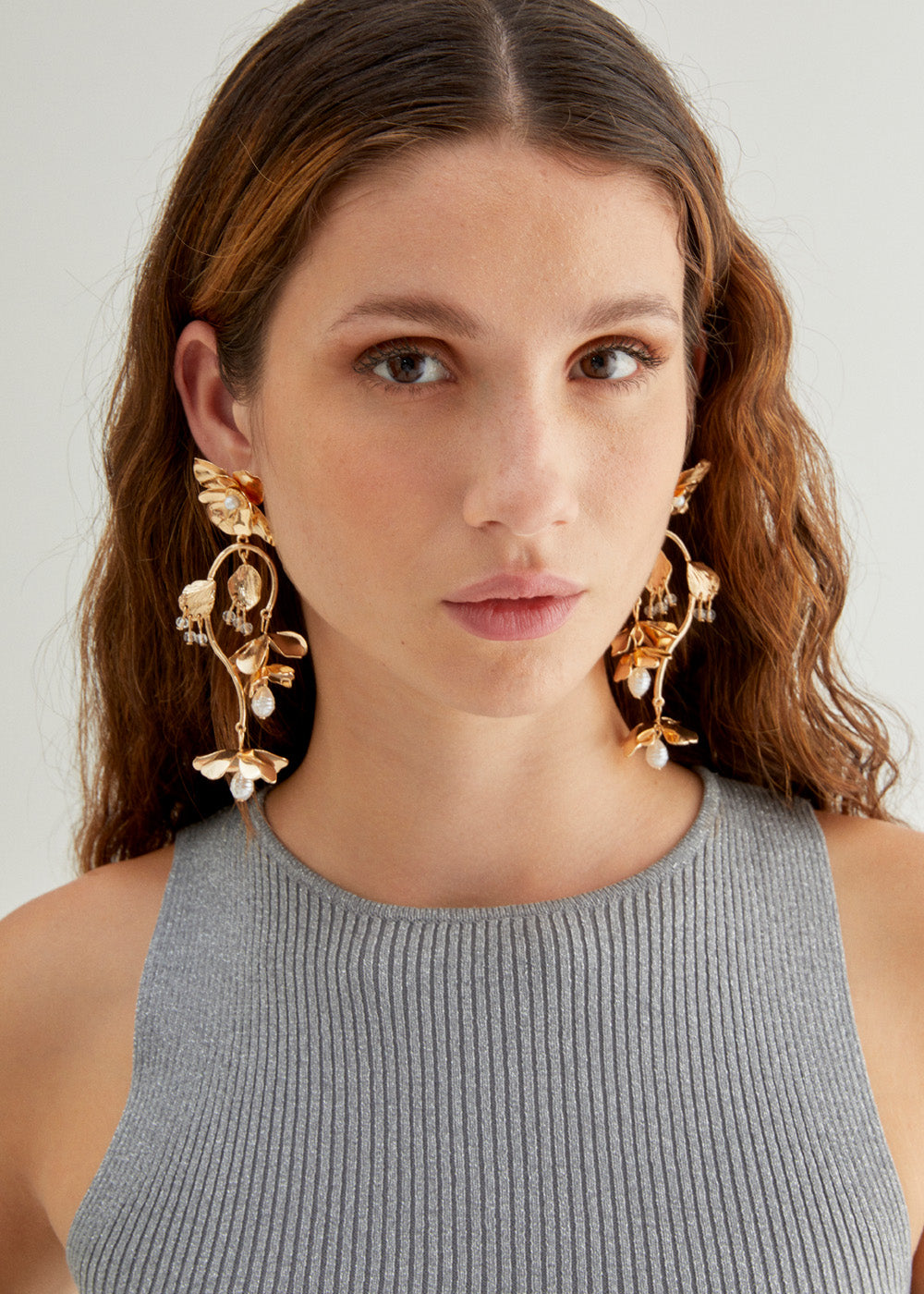 Nalí LONG EARRINGS W/ STEAM + FLOWERS