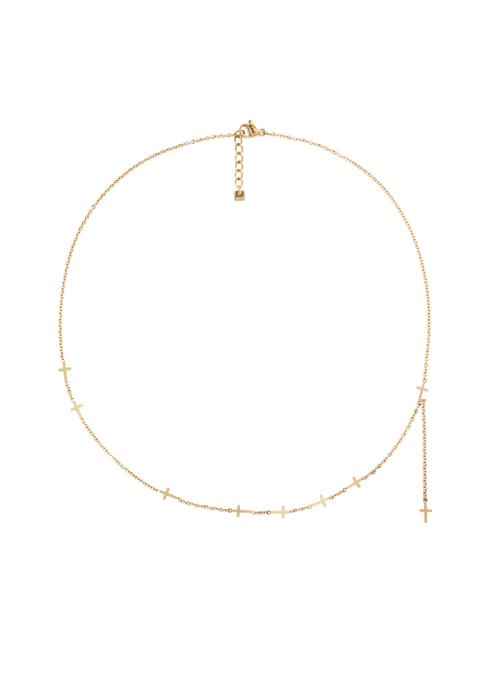 Nalí NECKLACE W/ CROSSES STAIN. STEEL. 18K GOLD PLATED